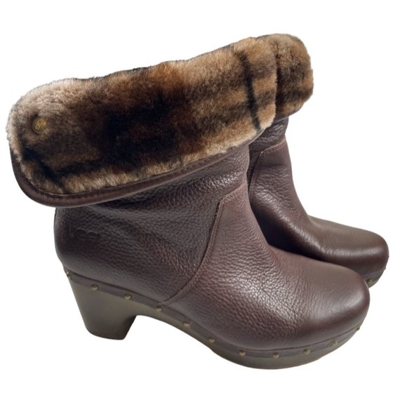 Ugg Women's Cora Lynn Brown Leather Cuffable Ankle Boots Size 7M (10003571) EUC - Picture 1 of 10